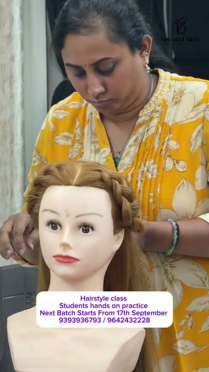 Hairstyling class in progress at Second Skin Academy